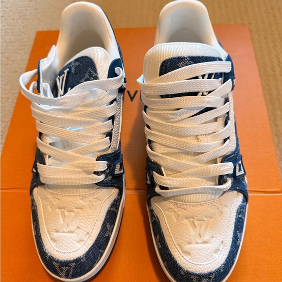 Louis Vuitton Blue and White Men's Sneakers - Picture 1 of 8